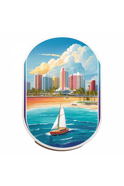 INOVATIX Set de 8 piese, autocolant Cancun City Beach View, INOVATIX®. 6 cm