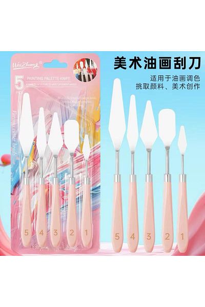 gebzeli Palette Knives Steel Spatula 5-Pack with Pink Handle