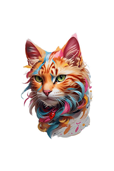 INOVATIX Σετ 8 τεμαχίων, Αυτοκόλλητο Flaming Kitty, INOVATIX®. 6 εκ.