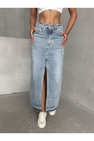 ADA MODA Long denim skirt with front slit