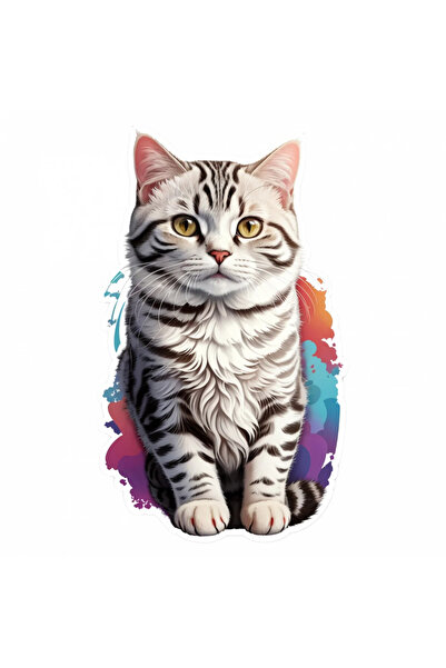 INOVATIX Set de 8 bucăți, autocolant pisică American Shorthair, INOVATIX®. 6 cm