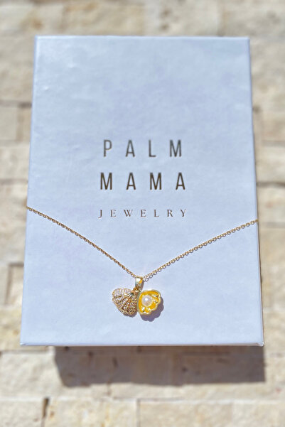 PALM MAMA JEWELRY PALMMAMA Deniz Kabuğu Inci Detaylı Gold Zirkon Taşlı Zincir...
