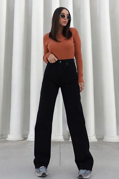 Livik Harmony Women's Lycra Stretchy Special Wide Leg Jeans, Palazzo Model Loose Cut Wide Leg