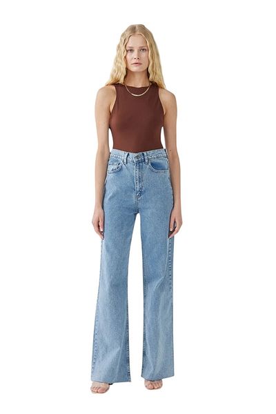 Livik Di̇lemma Women's Lycra Stretchy Custom Cut Wide Leg Jeans