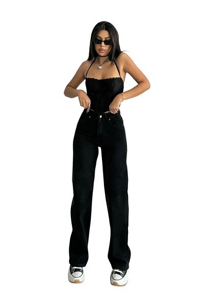 Livik Harmony Women's Lycra Stretchy Special Wide Leg Jeans, Palazzo Model Loose Cut Wide Leg