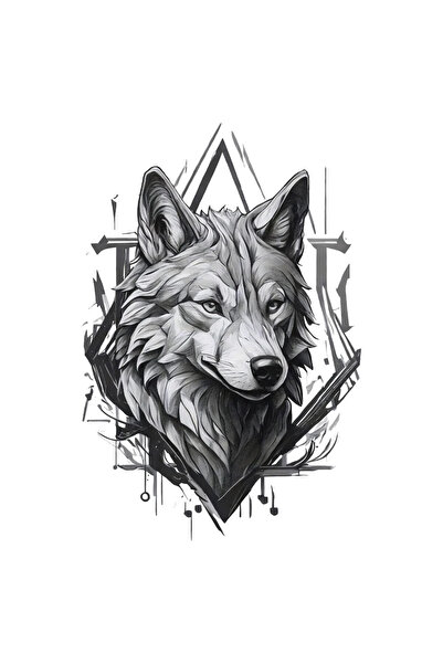 INOVATIX Set de 8 bucăți, autocolant profil cap de lup, INOVATIX®. 6 cm