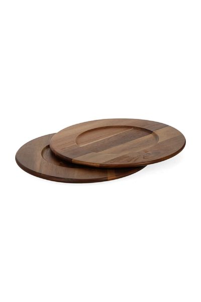 Bien Servi Elegant Design Round Acacia Serving Plate Brown