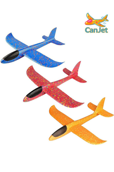 Canjet mavi-turuncu-kırmızı 3'lü Set Elle Atılan Planörü Eğlenceli Uçan Çocuk...