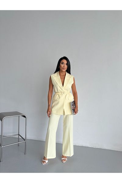 CLB COLLECTION Women's Vest Wide Leg Pants Set