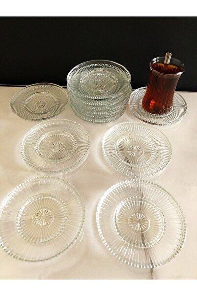 ALG 6 Adet Cam Çay Tabağı Çay Tabağı 6lı Şık Tasarım Cam Çay Tabağı 6lı Elysi...