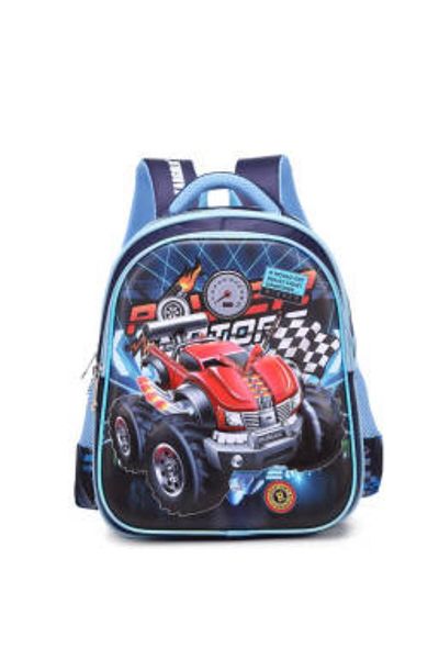Generic STARGOLD 14-Inch Kids Backpack, Racing Monster Truck Print, Stylish Fabric School Bag for Boys