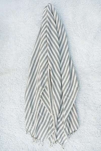 Defne&Apollon İpekçilik Hand Woven Cotton - Linen Peshtemal 95 X 200 cm - Gray