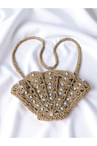 ZAHandmade Summer Straw Bag with Pearls