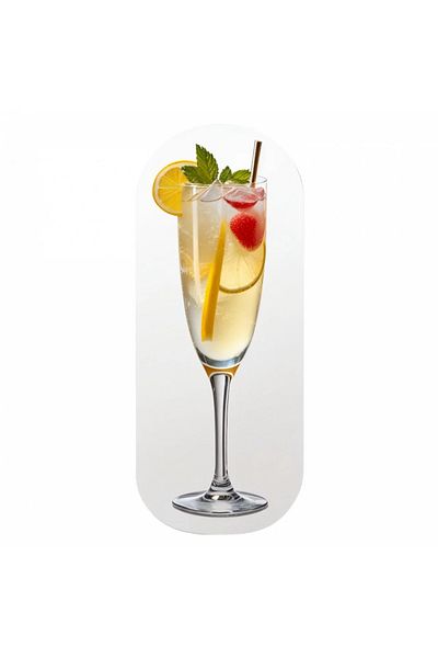 INOVATIX Set de 8 piese, autocolant cocktail franțuzesc cu căpșuni și mentă, INOVATIX®. 6 cm