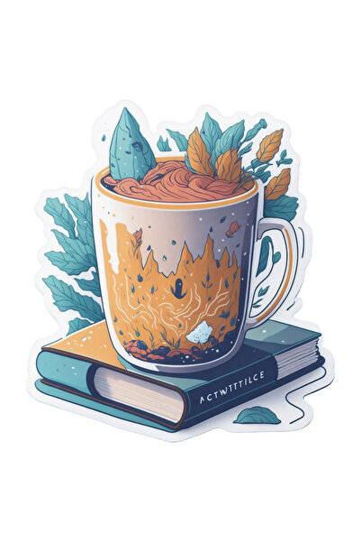 INOVATIX Set of 8 pieces, Book and coffee sticker, INOVATIX®. 6 cm