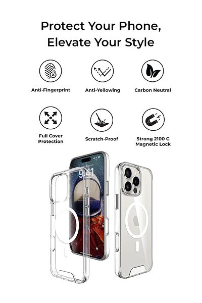 Glassology Magnetic Clear Case for iPhone 16 Pro Max, Wireless Charging, Shockproof, Anti-Yellowing