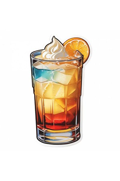INOVATIX Set of 8 pieces, Cocktail Sticker with rum and whipped cream, INOVATIX®. 6 cm