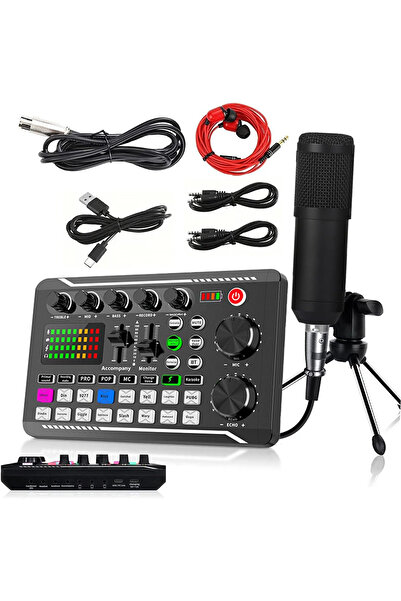 whitetech Bluetooth Bağlantılı Mikserli Ses Kartlı Kulaklıklı Stüdyo Kayıt Paketi – Mikrofonlu Özel Set"