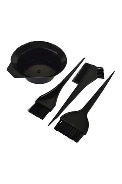Generic 4-Piece Hair Dye Colour Brush With Bowl Black
