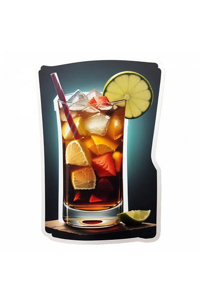 INOVATIX Set de 8 piese, Autocolant Cocktail întunecat și furtunos, INOVATIX®. 6 cm