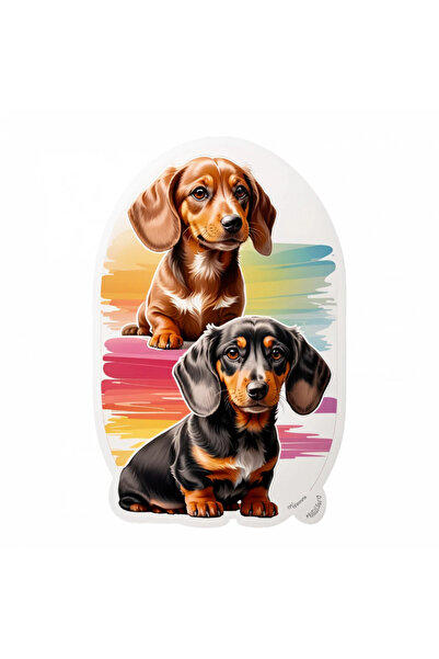 INOVATIX Set de 8 autocolante cu câine Dachshund, INOVATIX®. 6 cm