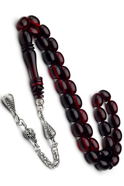 OTTOTESBİH Men's Gift 8X11Mm Katalin Prayer Beads, Bleeding Baga Prayer Beads Red Black