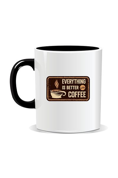 OEM Personalized coffee mug, Everything is better with coffee - Black interior