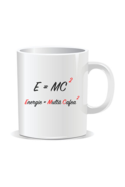 OEM Cana personalizata pentru cafea, E=MC2, Romana - Interior alb