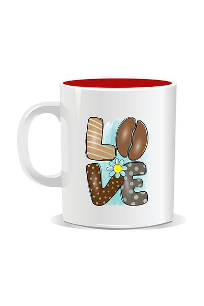 OEM Personalized coffee mug, LOVE - Red interior