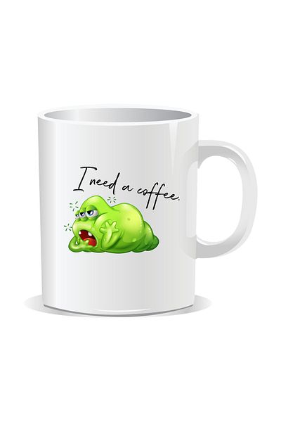 OEM Personalized coffee mug, I need a coffee, green monster - White interior