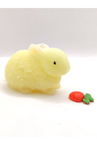 Limmy Tavşan Moj Moj Taba Squishy Havuçlu Tavşan Sıkma 7 cm Tüylü Sukuşi - Sarı