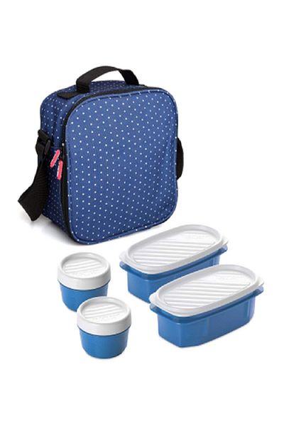 Tatay Urban Dots Lunch Box Kit for Women Blue