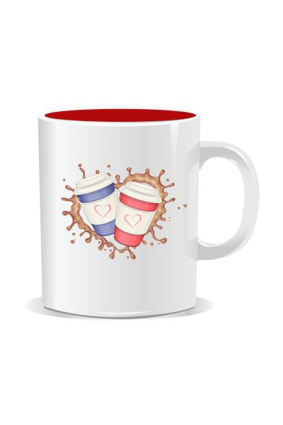 OEM Personalized coffee mug, 2 coffee mugs - Red interior