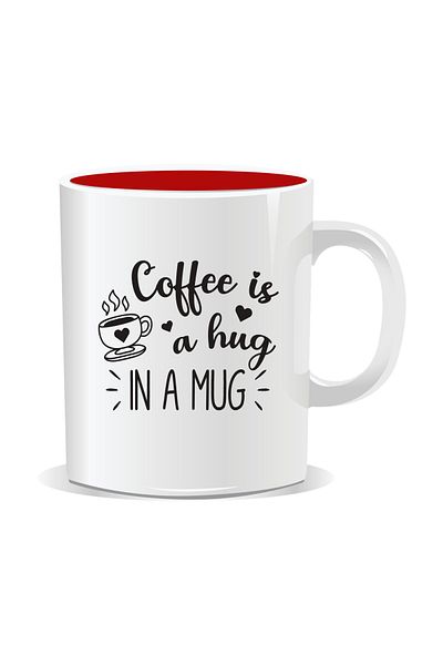 OEM Personalized coffee mug, Coffee is a hug in a mug - Red interior
