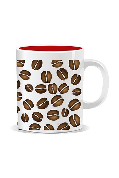 OEM Personalized coffee mug filled with coffee beans - Red interior