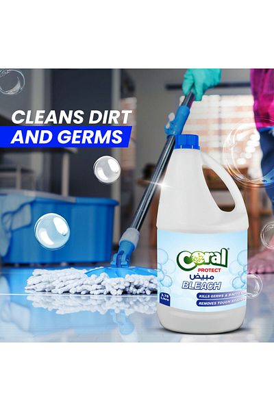Coral Protect Multipurpose Liquid Bleach Powerful Stain Removal, Kills Germs -3.78 Liters (1 USG)
