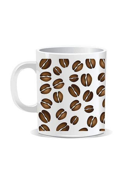 OEM Personalized coffee mug filled with coffee beans - White interior