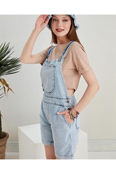 Ben Özgürüm Kadın Mom Jean Şort Salopet
