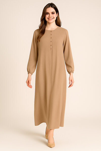 CTK Tekstil Büyük beden viskon keten anne elbisesi (Yapışmaz salaş kesim)