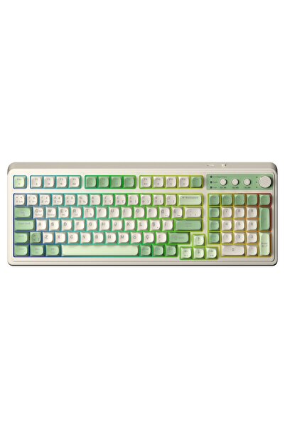 Aula S99 Retro Rgb Gaming 3 Modlu Bluetooth/2.4ghz/usb-c Kablosuz Makrolu Türkçe Q Klavye Yeşil