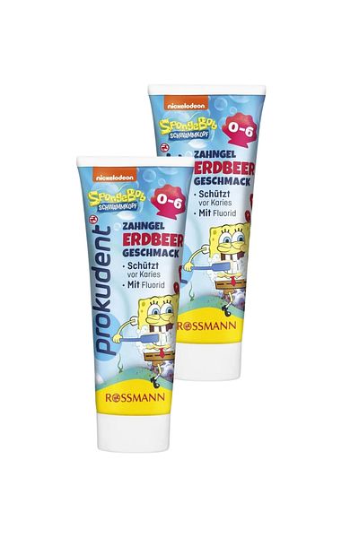 prokudent Spongebob Gel Toothpaste for Children 0-6 Years 75 ml (2 Pieces)