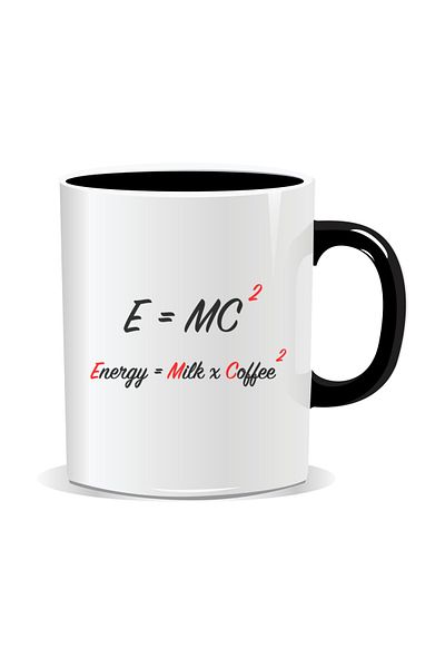 OEM Personalized coffee mug, E=MC2, English - Black interior