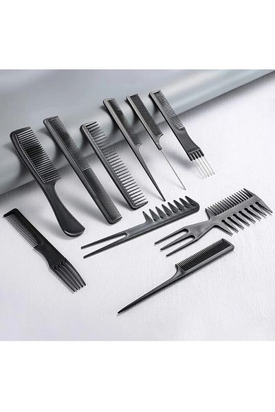 MERRYS 10 Piece Professional Hairdresser Comb Set - Hair Cutting, Parting, Styling and Blow Dry Comb