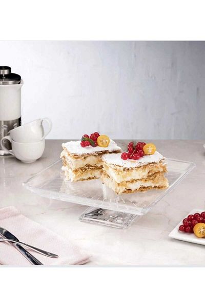 ALİNA HOME Glass Pastry/Slide Stand with Legs