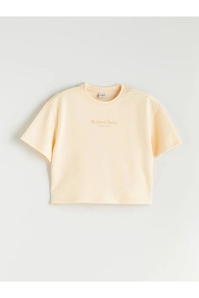 LC Waikiki Lcw Kids Orange Crew Neck Soft Touch Girls T-Shirt and Sweatpants
