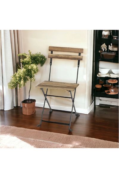 rexa Single metal chair with brown wood 40-40-93 cm