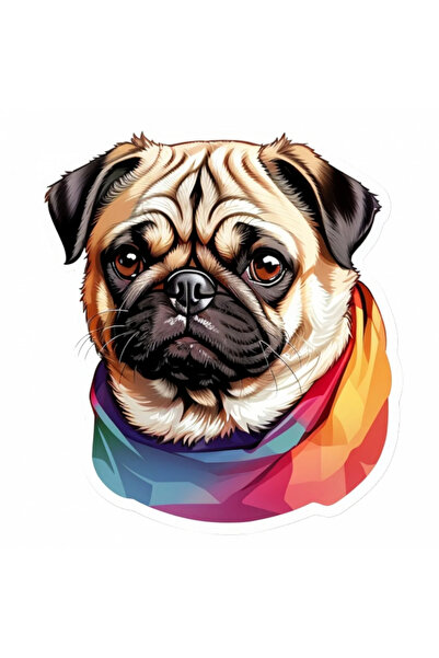 INOVATIX Set de 8 piese, autocolant câine mops, INOVATIX®. 6 cm