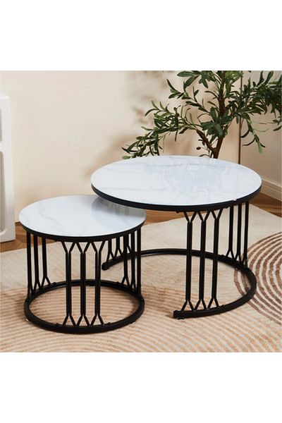 Generic Modern Coffee Table, Couch Table Round Coffee Table Set Of 2 Modern Nesting Coffee Tablewith Sturdy
