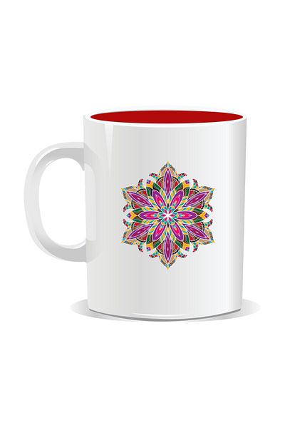 OEM Personalized mug with mandala, Mandala drug - Red interior