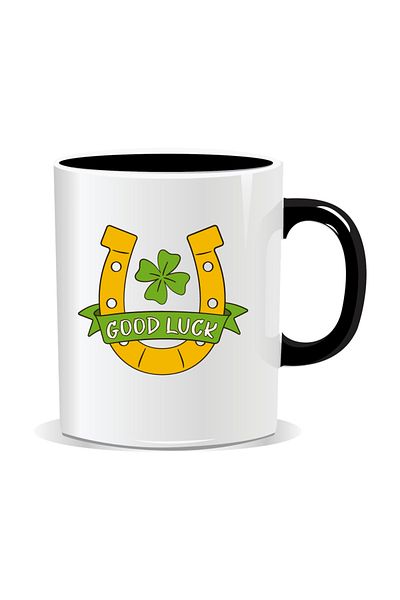 OEM Personalized mug with March 1st message, Good Luck Horseshoe - Black interior